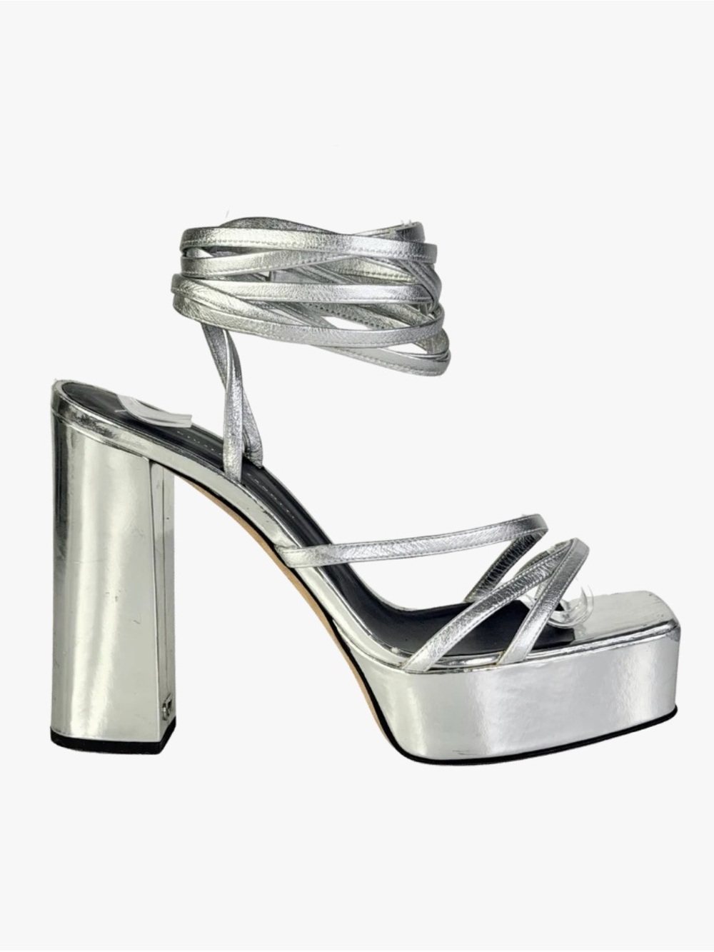 Giuseppe Zanotti Flavienne Mirrored-leather Platform Sandals In Silver - Picture 2 of 7